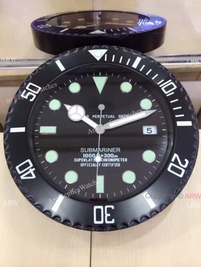 AAA Copy Rolex Wall Clock Submariner Solid Black Dealers Clock